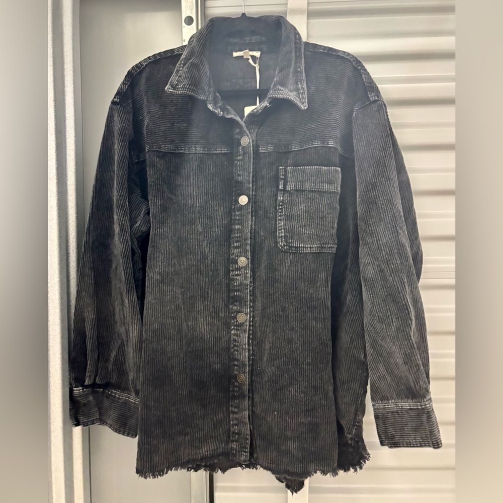 LA MIEL Black Corduroy Lightweight Jacket - Picture 4 of 11